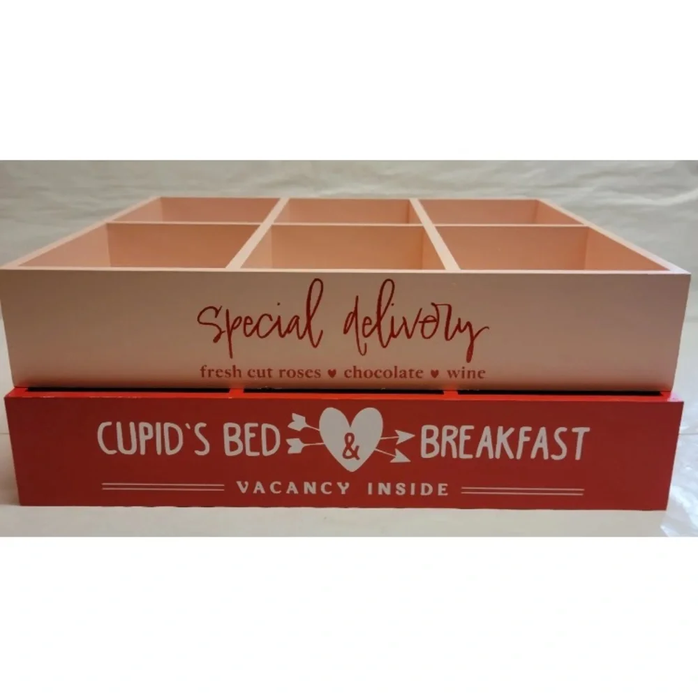 Both Bullseye Playground Wooden Tiered Tray Crate Cubby 2023 Valentine Pink Red